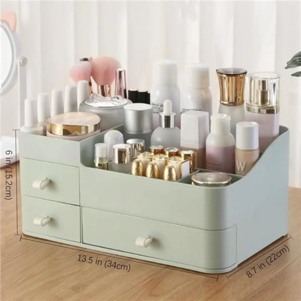 Makeup Organizer for Vanity, Large Capacity Desk Organizer with Drawers